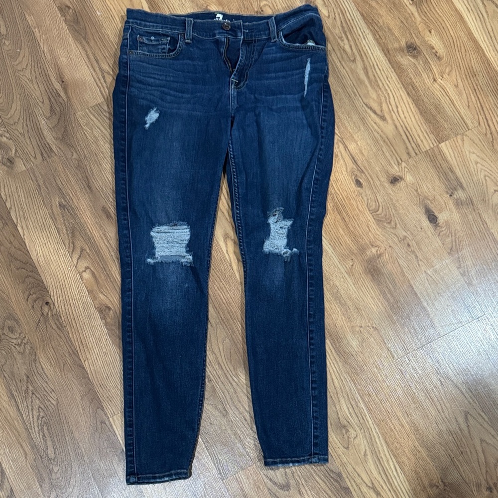 7 for all Mankind Distressed Dark Blue Women's Jeans